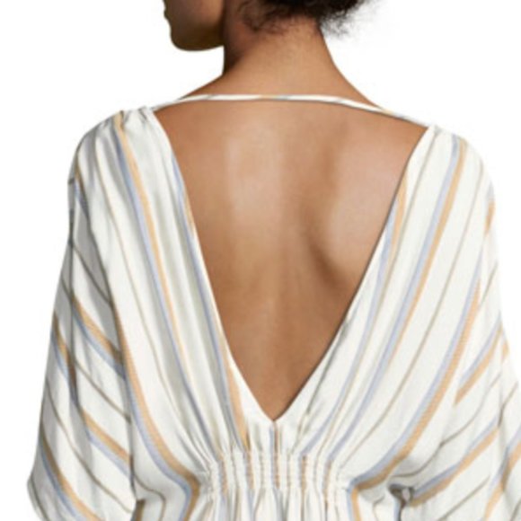 NWT Onia Alessandra Plunging Striped Coverup Dress {blue & white stripe} - Picture 7 of 11